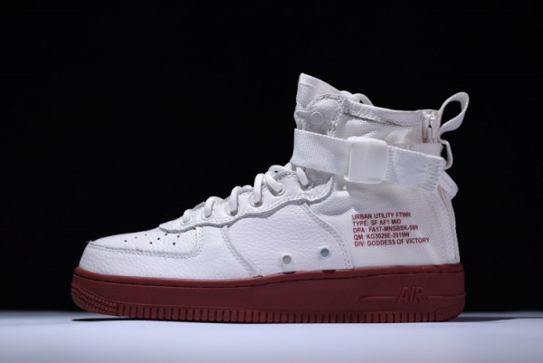 Nike SF Air Force 1 Mid "Red Ivory" White 917753-100