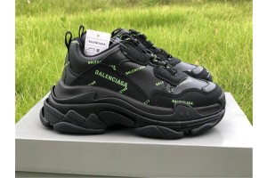 Balenciaga Allover Logo Triple S Black/Fluorescent Yellow