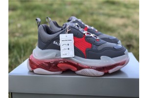 Balenciaga Triple S Clear Sole Grey Red (BAL-N32)