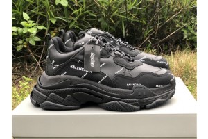 Balenciaga Allover Logo Triple S Sneaker Black